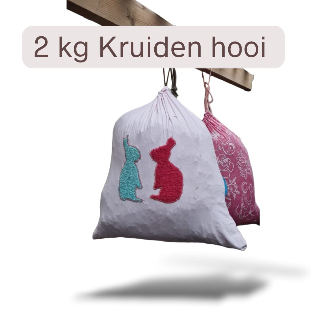 Biologisch kruidenhooi - Gezonde en smakelijke lekkernij voor konijnen - Duurzaam verpakt in herbruikbare stoffen zak